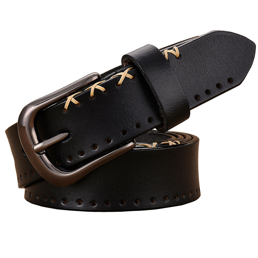 Ladies leather buckle leather belt