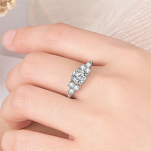 Princess Ring Silver Anti-real Diamond Ring Inlaid Super