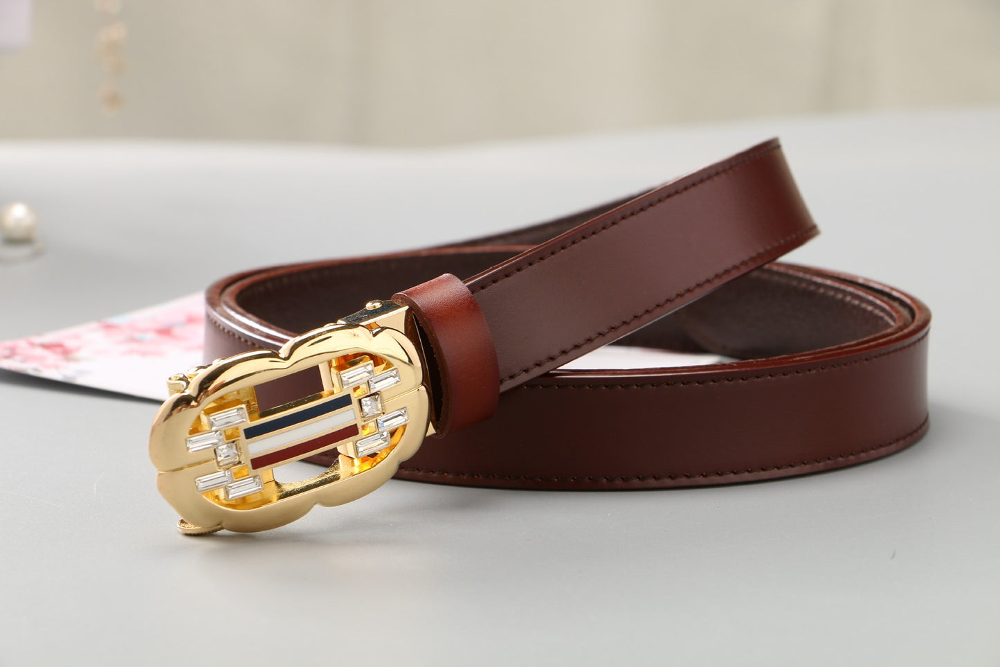 Casual All-match Symmetrical Flower-shaped Buckle Belt