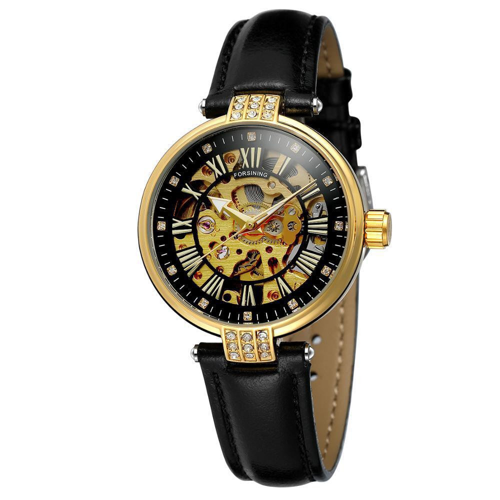 Ladies Fashion Casual Hollow Waterproof Automatic Mechanical Watch