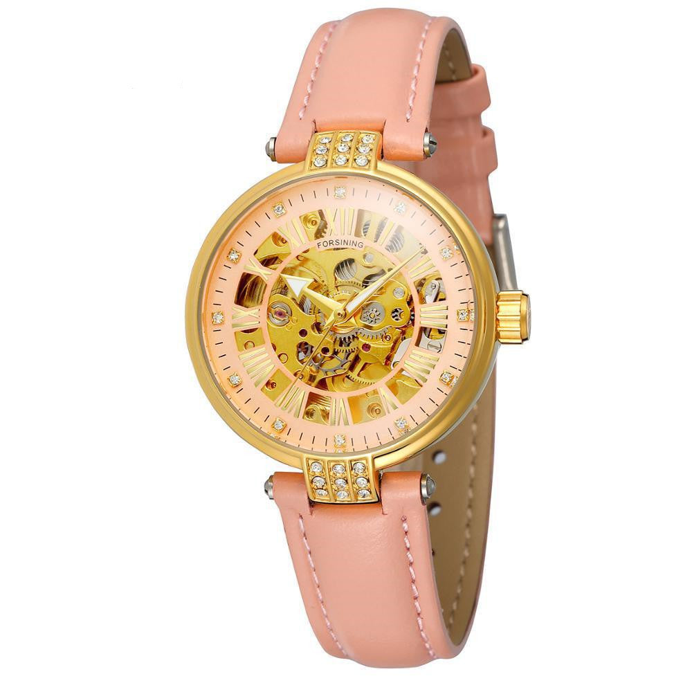 Ladies Fashion Casual Hollow Waterproof Automatic Mechanical Watch