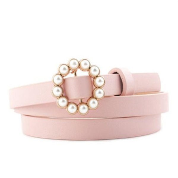 Faux leather pearl belt