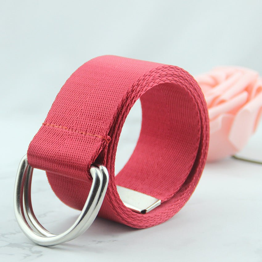 Women's double loop canvas belt