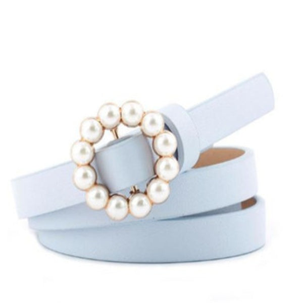 Faux leather pearl belt