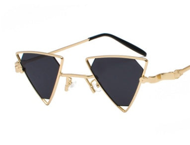 new sunglasses punk wind triangle hollow sunglasses glasses Europe and the United States personality metal sunglasses