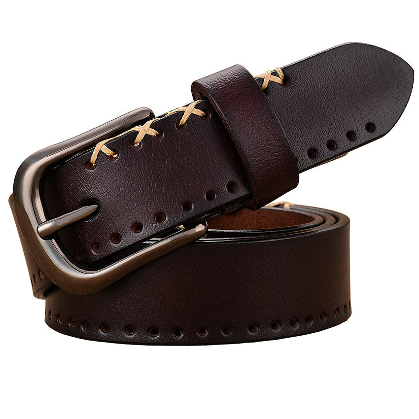 Ladies leather buckle leather belt