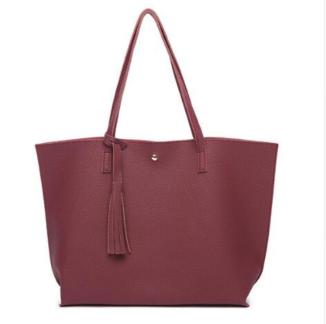 Tassel Handbags Woman PU Leather Large Capacity Female Shoulder Bags Solid Color Practical Women corssbody Bag