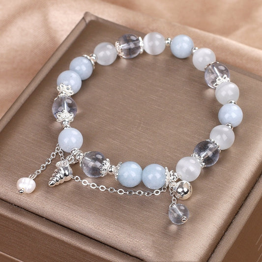 Sweet Aquamarine Beaded Bracelet For Women