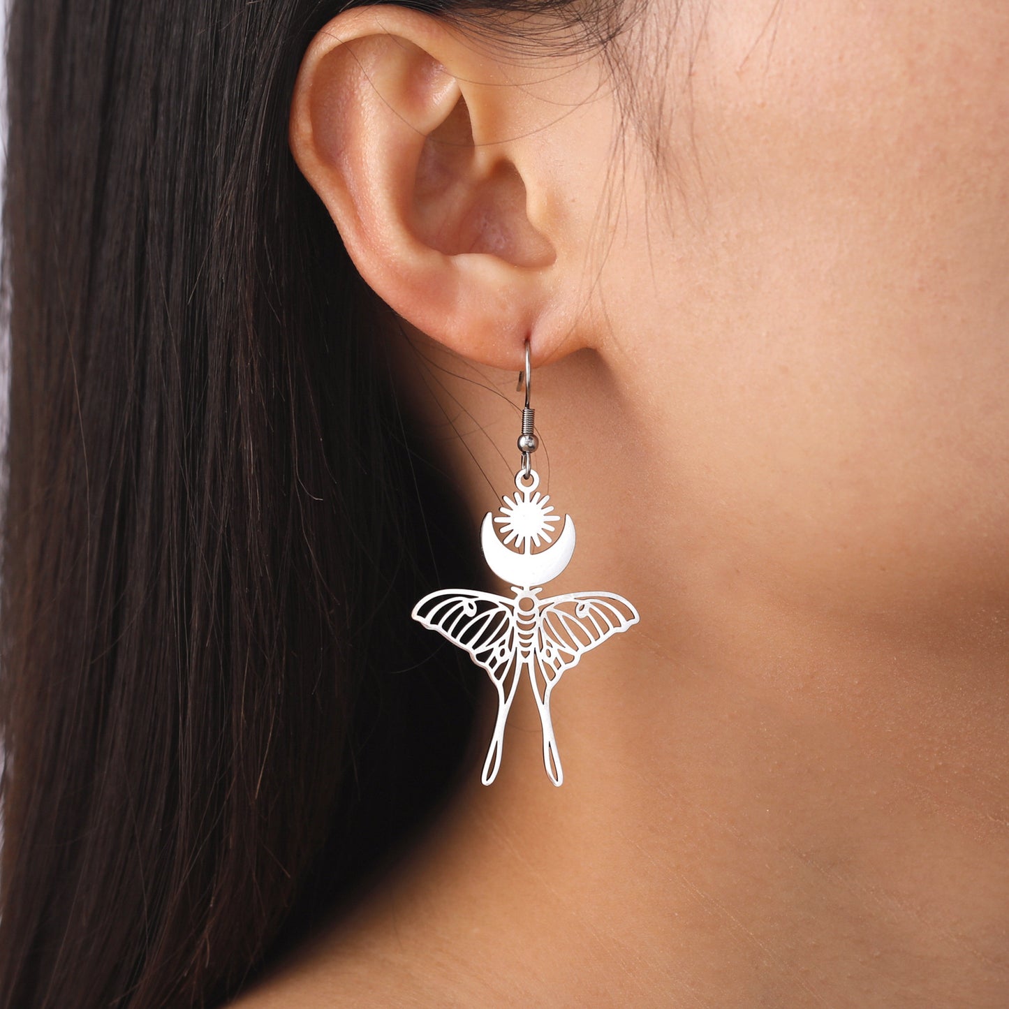 Moon Sun Butterfly Pendant Earrings For Women