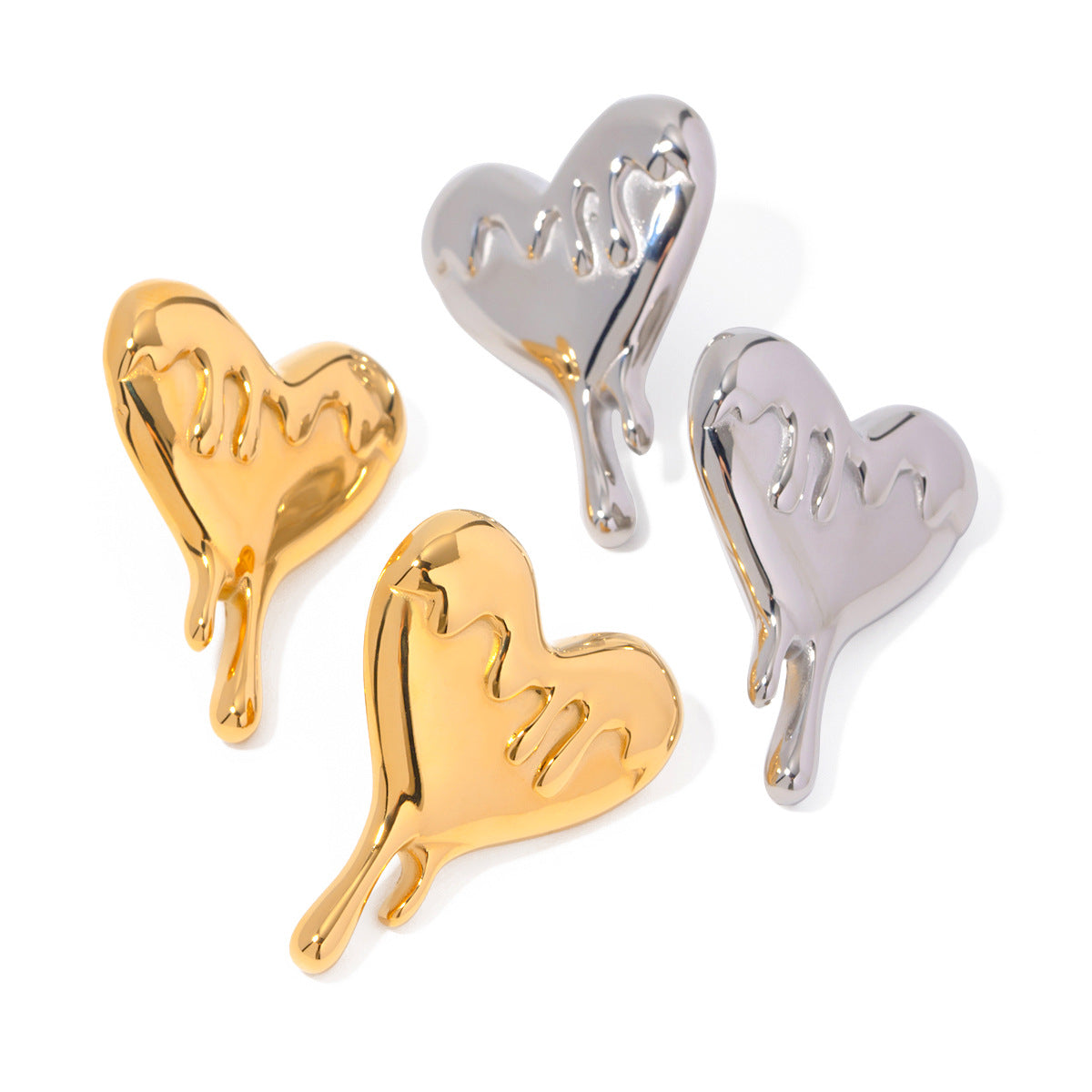 18K Gold Stainless Steel Melting Love Heart Earrings