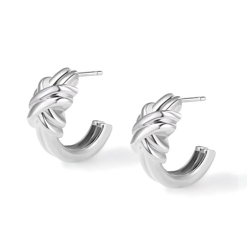 Winding C- Shaped Stud Earrings Luxury Advanced Design French Style All-match