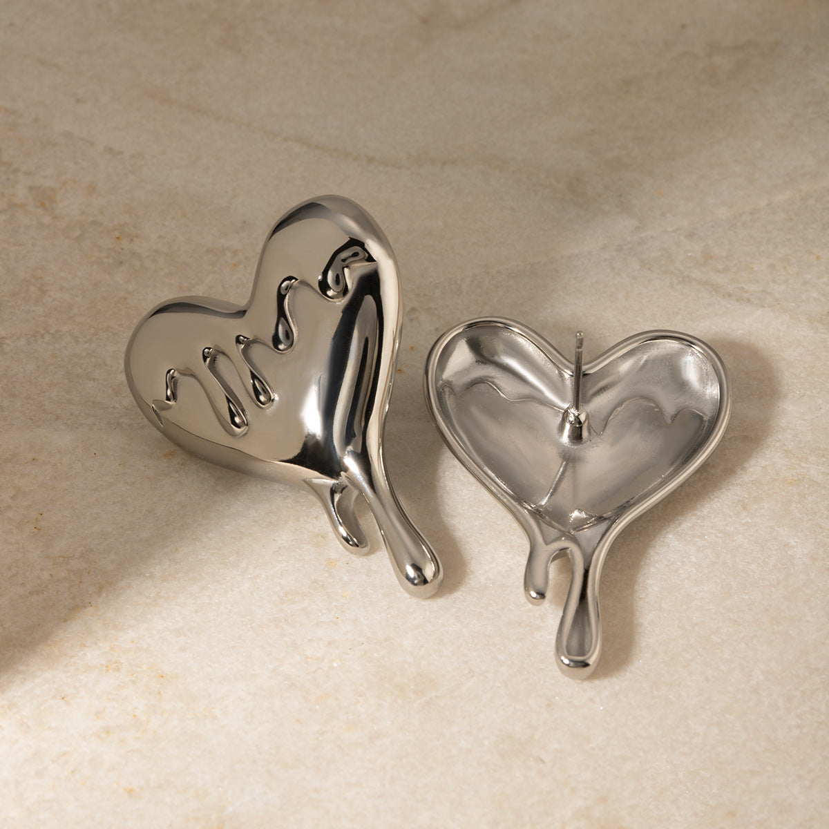 18K Gold Stainless Steel Melting Love Heart Earrings