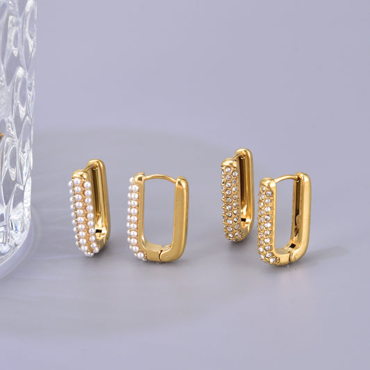 Women's Personalized Fashion Gold-plated Square Inlaid Zircon Earrings