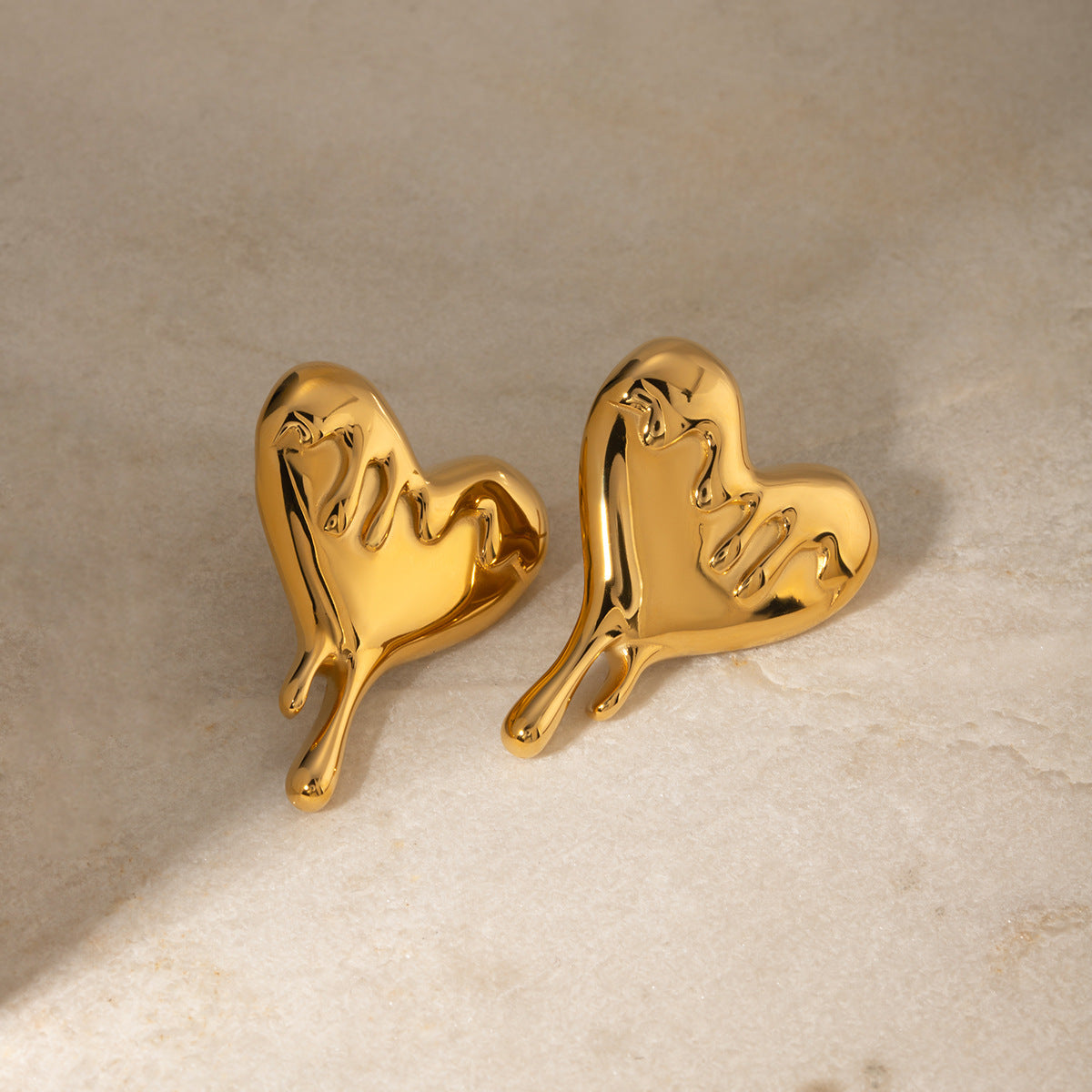 18K Gold Stainless Steel Melting Love Heart Earrings