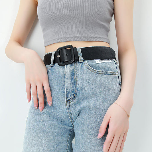 New Square Buckle Minimalist Candy Color Decorative Belt Women's Fashion All-match Jeans Casual Pants Wide Belt