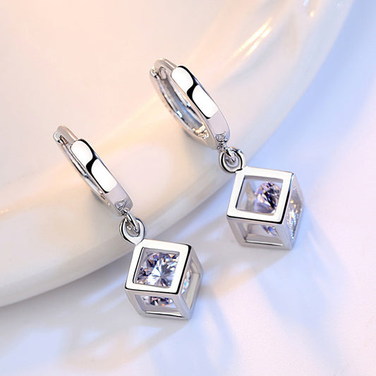 Women's Fashion Cube Love Window Cube Sugar Earrings