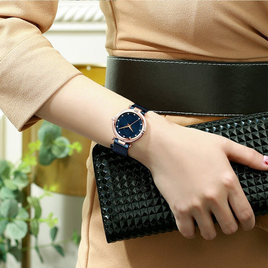 Mesh Waterproof Diamond Inlaid Women's Watch