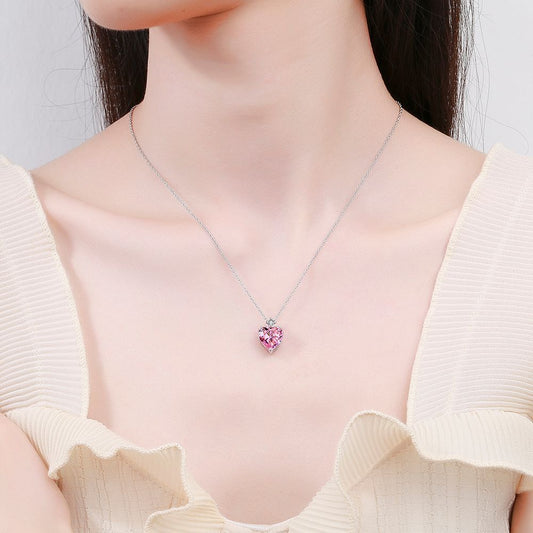 Women's Simple Diamond-embedded Heart-shaped Pendant Necklace