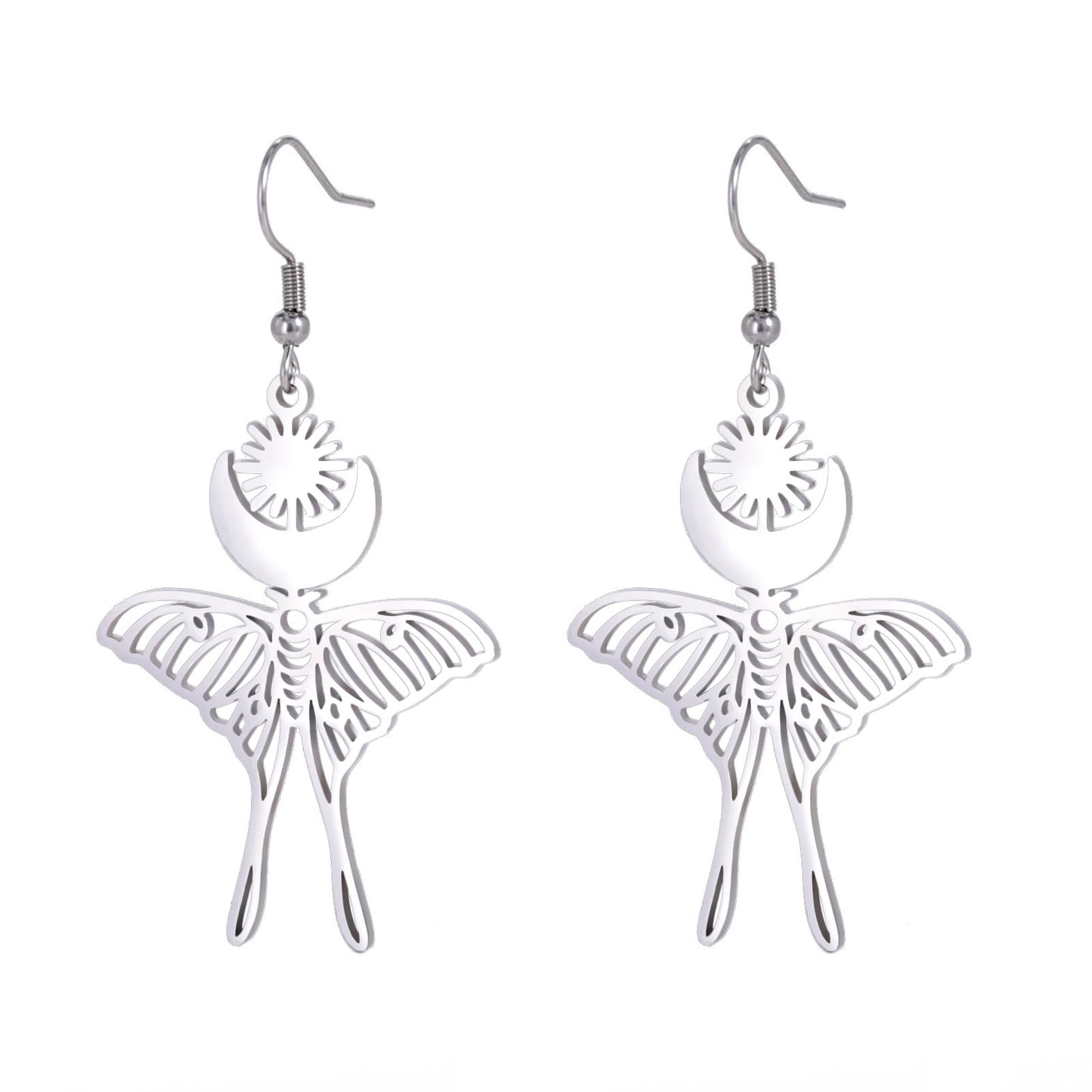 Moon Sun Butterfly Pendant Earrings For Women