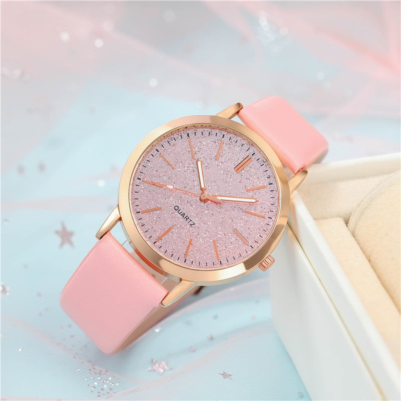 Women's Round Pointer Quartz Watch Set