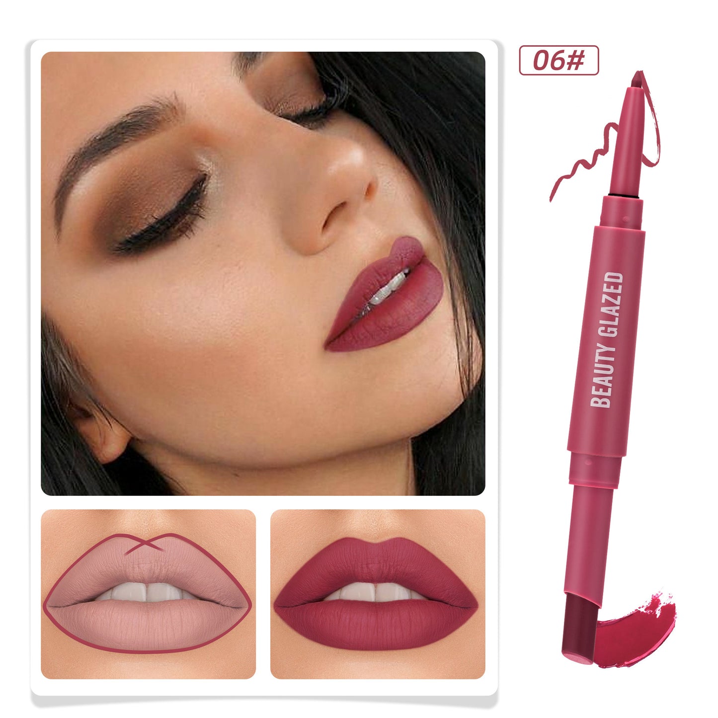 Double-headed Matte No Stain On Cup Lipstick Lip Liner