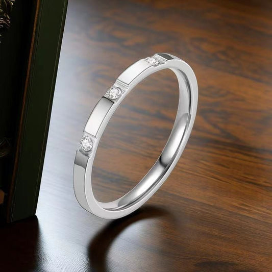 Titanium Steel Simple Bracelet Design Niche Advanced Insi Light Luxury Non-fading Diamond-studded Ring