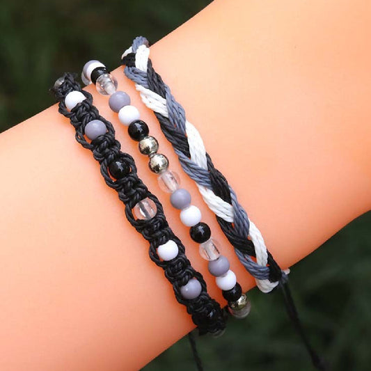 Three Piece Waterproof Wax Thread Woven Bracelet Set